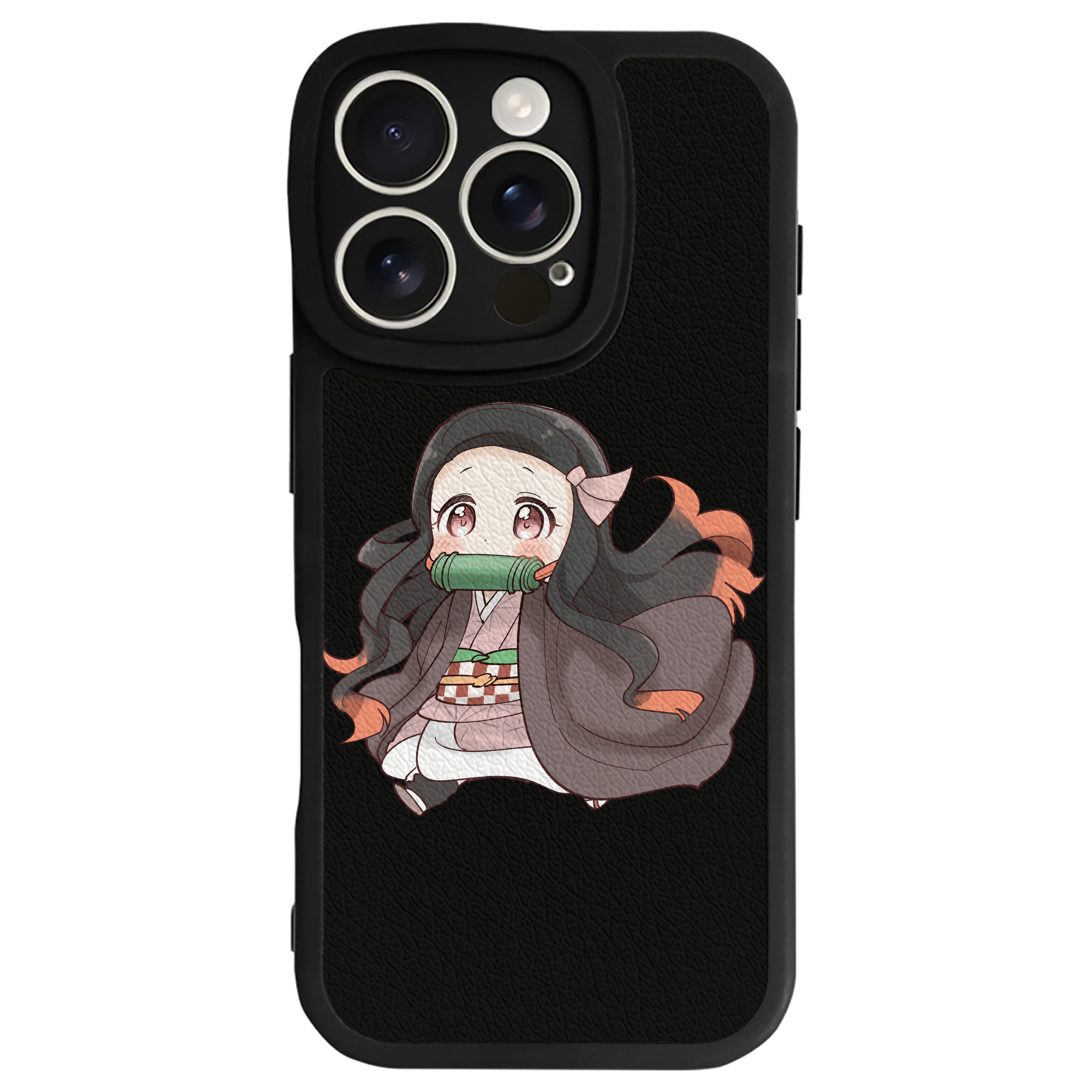 （画像用） 鬼滅の刃（きめつのやいば）竈門 禰󠄀豆子／かまど ねずこ Kamado Nezuko 【iPhone 16シリーズ対応】シリコンスマホケース（レザー調） 材質：シリコン